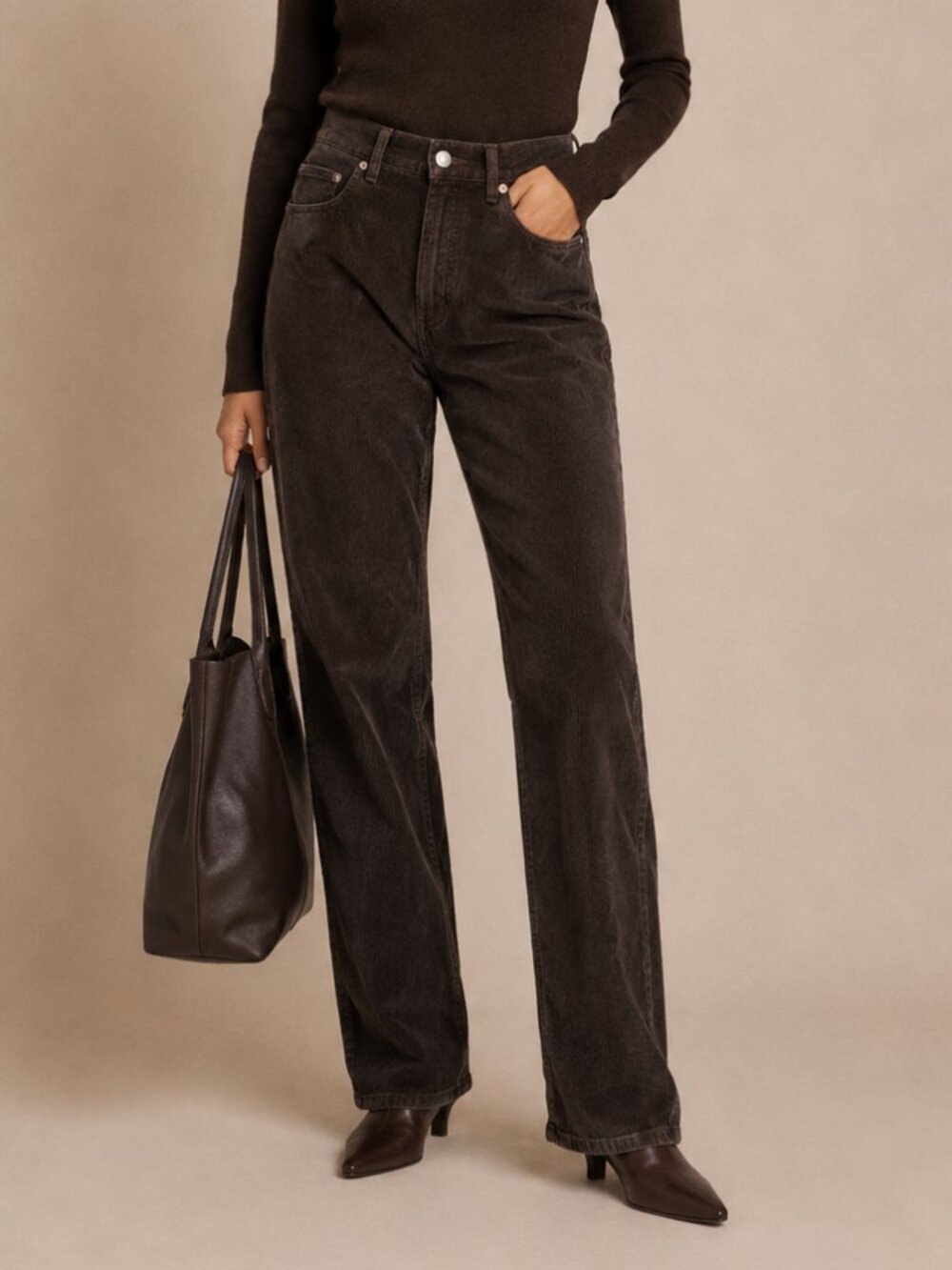 Jean Paul Gaultier Vintage Archival 90s Brown Corduroy Straight Leg Pants Sz 28